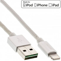 InLine Lightning USB Kabel USB-A St an Lightning St (silber/Alu - 1m)