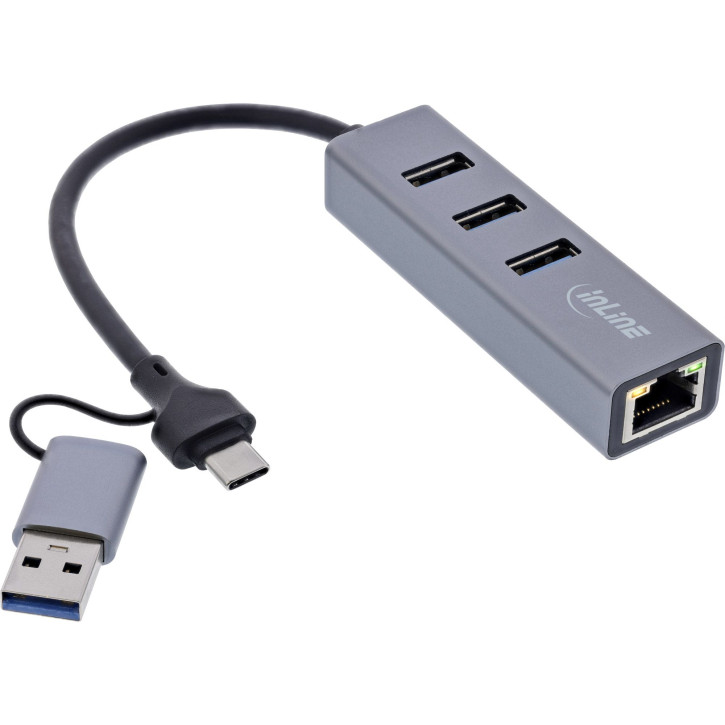 InLine Gigabit Hub (USB-C & USB-A - 4in1)